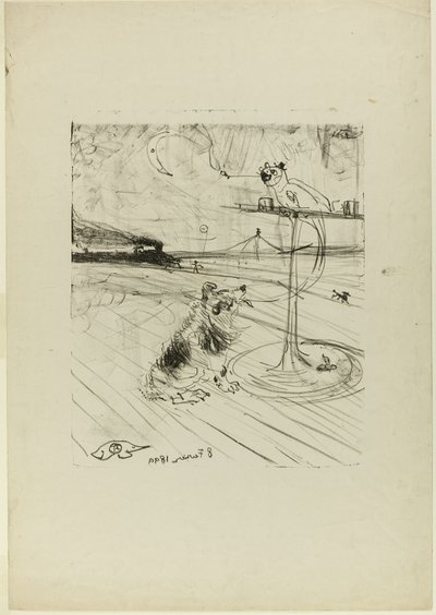 Der Hund und der Papagei von Henri de Toulouse Lautrec