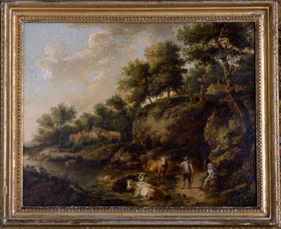 Landschaft mit Kuhhirte von Henricus Josephus Antoniessen