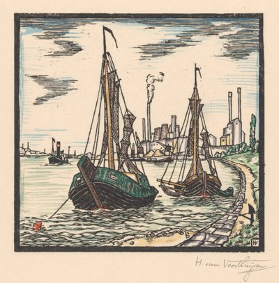 Angelegte Fischerboote von Henriëtte van Hove (signed by artist)