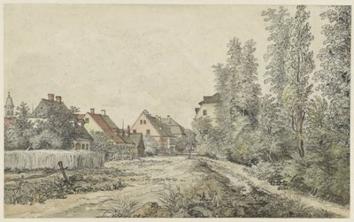 Dorfstraße mit Häusern (in Deutschland?) von Henry Edridge