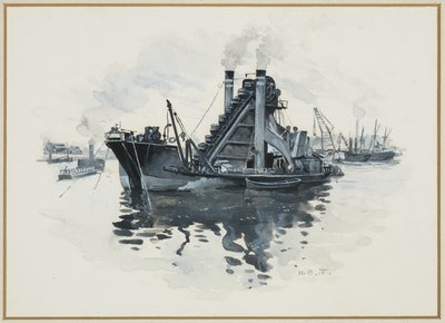 Ein Bagger in den Salford Docks von Henry Edward Tidmarsh