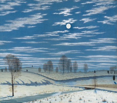 Winterszene im Mondlicht, 1869 von Henry Farrer