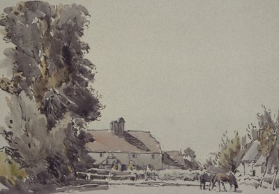 Bauernhof und Bäume von Henry Herbert Bulman