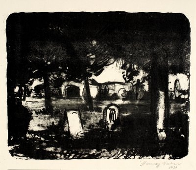 Friedhof, Gräber unter hohen Bäumen von Henry Nielsen