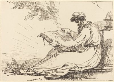 Orientale mit Bart, der ein Buch liest von Henry Singleton