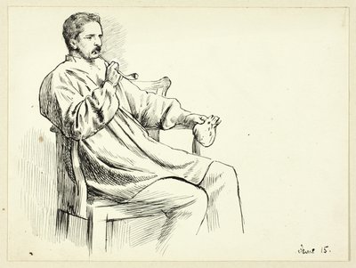 Sitzender Mann mit Pfeife von Henry Stacy Marks