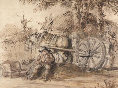 Kutscher, der seine Pfeife stopft von Henry William Bunbury