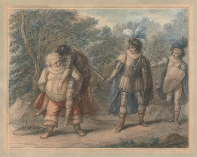 Falstaff trägt den toten Hotspur von Henry William Bunbury