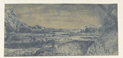 Bergtal mit eingezäunten Feldern von Hercules Segers