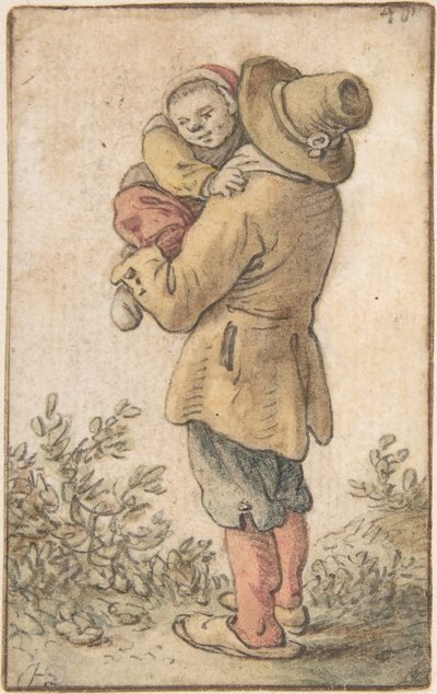 Bauer mit Kind, 17. Jahrhundert von Herman Saftleven the Younger