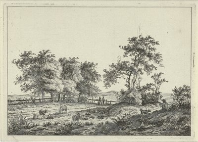 Landschaft mit Zeichner und Hund von Hermanus Fock
