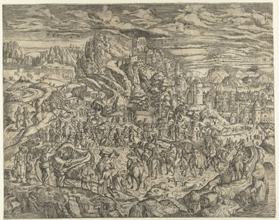 Landschaft mit Kreuztragung von Herri met de Bles