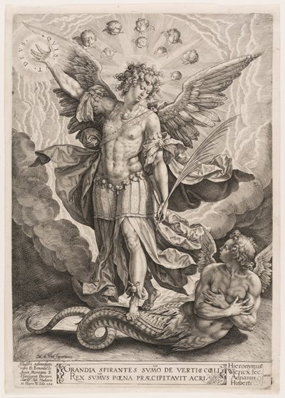 Der heilige Michael triumphiert über den Drachen von Hieronymous Wierix