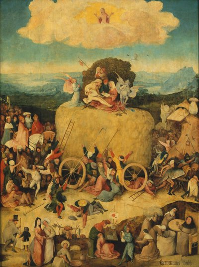 Der Heuwagen-Triptychon, mittlere Tafel, um 1516 von Hieronymus Bosch