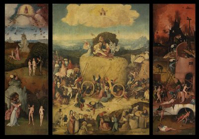 Der Heuwagen-Triptychon, ca. 1516 von Hieronymus Bosch