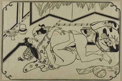 Ein Blatt aus einem Shunga-Album von Hishikawa Moronobu