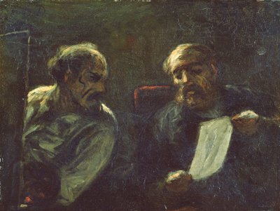 Eine Diskussion im Atelier, 1852-55 von Honoré Daumier