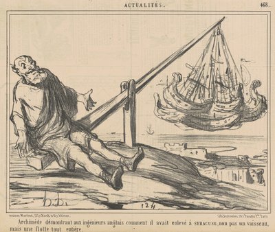 Archimedes demonstriert den englischen Ingenieuren ... von Honoré Daumier