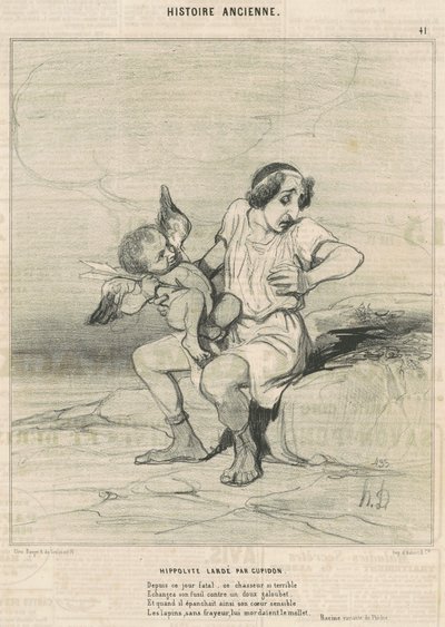 Hippolyt von Cupido durchbohrt von Honoré Daumier