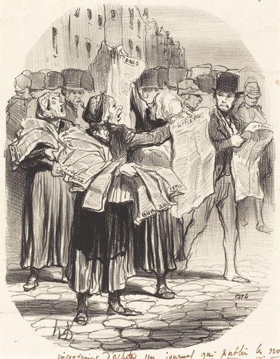 Unannehmlichkeit, eine Zeitung zu kaufen... von Honoré Daumier