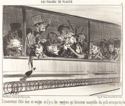 Das Unangenehme, in einem Waggon zu sein... von Honoré Daumier