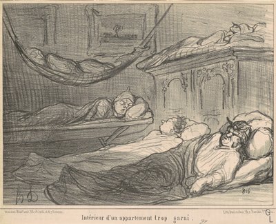 Das Innere einer zu vollgestopften Wohnung... von Honoré Daumier
