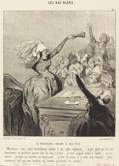 Die Präsidentin schreit aus vollem Hals: Meine Damen!... von Honoré Daumier
