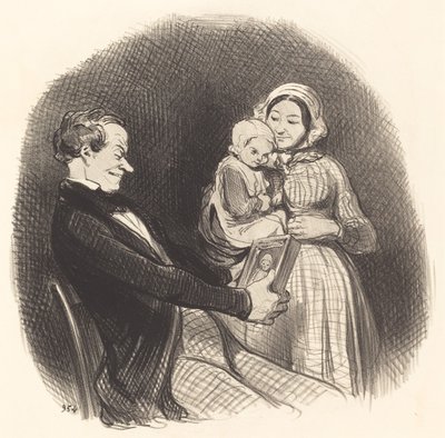 Papa betrachtet das Bild seines Bildes von Honoré Daumier