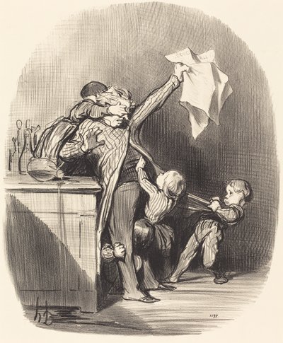 Freuden der Vaterschaft von Honoré Daumier