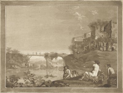 Landschaft mit badenden Nymphen von Hubertus van Hove