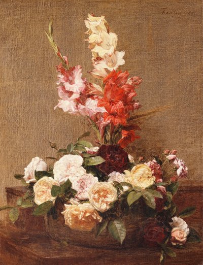 Gladiolen und Rosen, 1881 von Ignace Henri Jean Fantin Latour