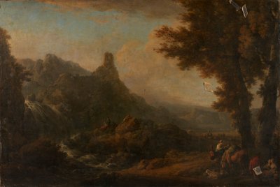 Landschaft mit Wasserfall von Ignaz Du Vivier