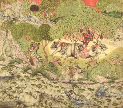 In. 70.14 Eine Elefantenjagd, ca. 1740-50 von Indian School