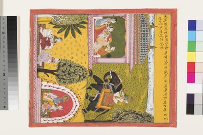 Krishna kommt zur liebeskranken Radha, ca. 1700 von Indian School