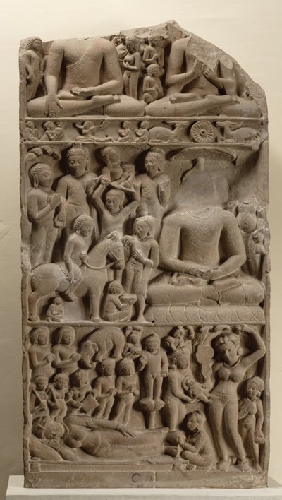 Szenen aus Buddhas Leben, Sarnath, Uttar Pradesh von Indian School