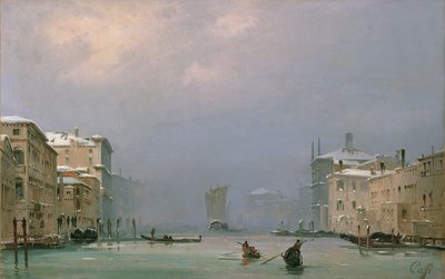 Großer Kanal mit Schnee und Eis, 1849 von Ippolito Caffi