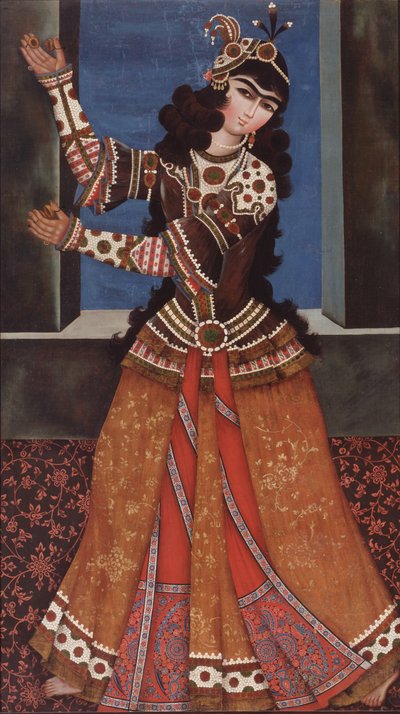 Tanzendes Mädchen mit Kastagnetten, frühes 19. Jahrhundert von Iranian Master