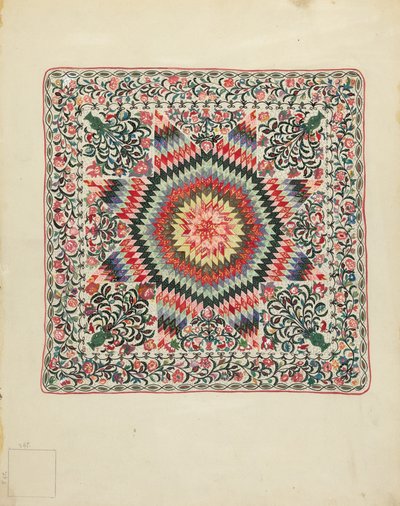 Patchwork- und Applikationsdecke von Irene Schaefer