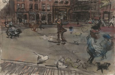 Windstoß auf dem Dapperplein in Amsterdam von Isaac Israels