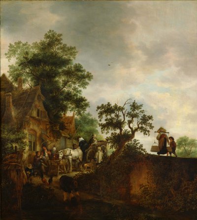 Reisende halten an einem Gasthaus, 1645 von Isaac van Ostade