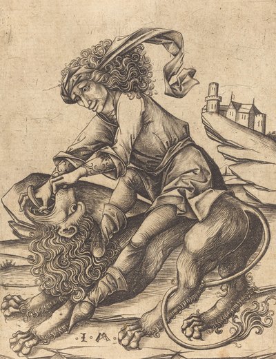 Samson und der Löwe, ca. 1475 von Israhel van Meckenem