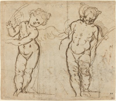 Zwei stehende Putti [recto] von Italian 17th Century
