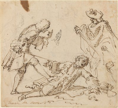Drei Männer kämpfen von Italian 17th or 18th Century