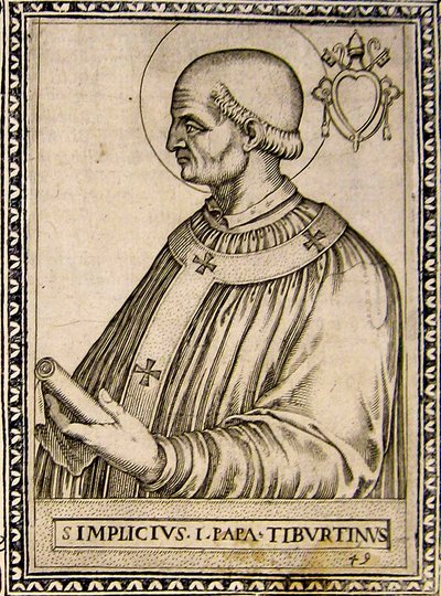 Porträt von Papst Simplicius, ca. 1760 (Gravur) von Italian School