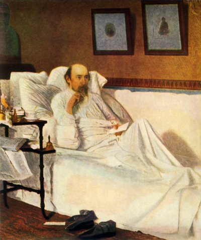 Porträt von Nekrasov von Ivan Kramskoy