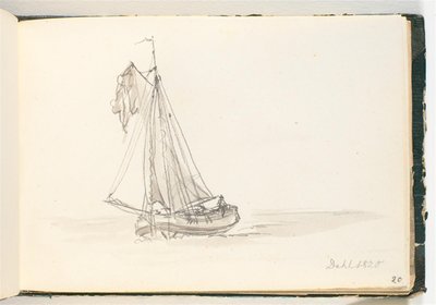 Ein großes Segelschiff in ruhigem Wasser von Johan Christian Dahl