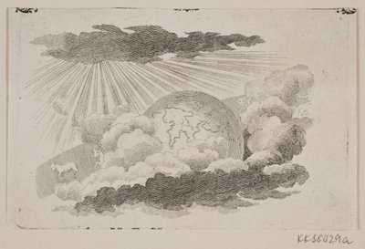 Die Erdkugel rollt zwischen den Wolken von J.F. Clemens