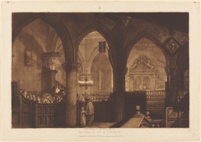 Innenansicht einer Kirche, veröffentlicht 1819 von Joseph Mallord William Turner