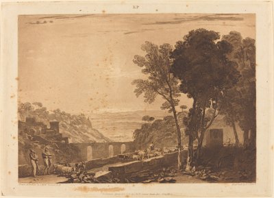 Die Brücke und Ziegen, veröffentlicht 1812 von Joseph Mallord William Turner