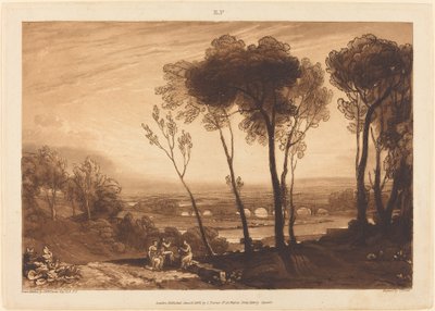 Die Brücke in mittlerer Entfernung, veröffentlicht 1808 von Joseph Mallord William Turner